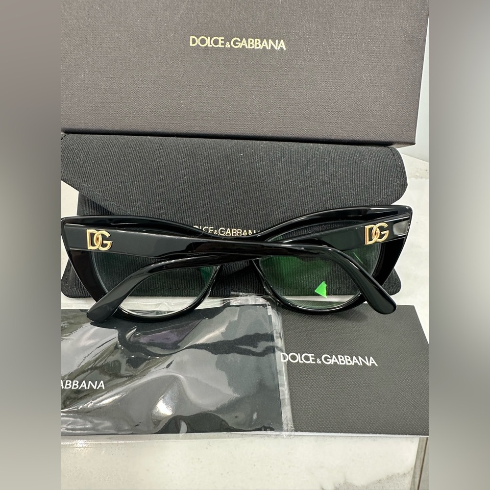 Dolce & Gabbana Cat-Eye Glasses in Black and Gold